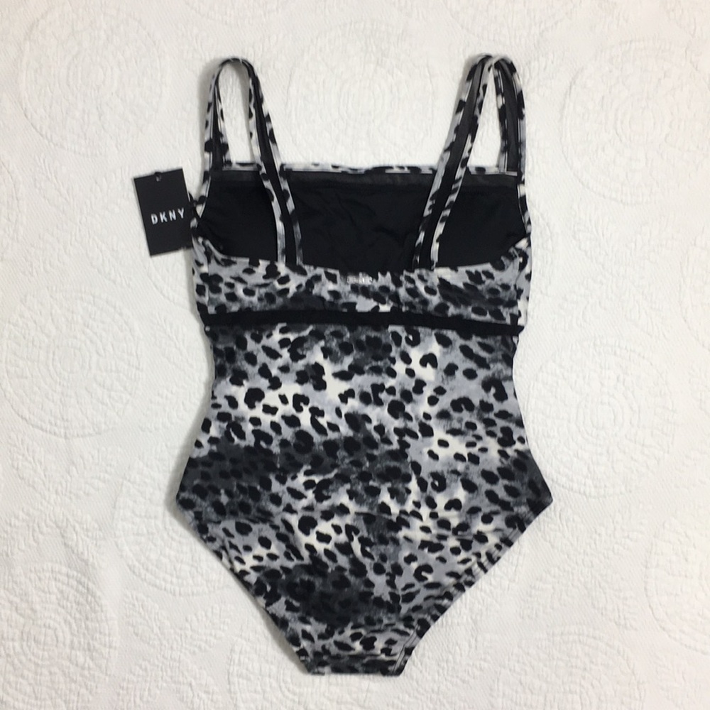 DKNY Animal Print Mesh Detail Swimsuit Sz 6 - Picture 5 of 10